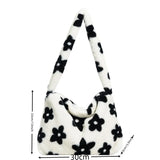 Sohiwoo Autumn Winter New Plush Shoulder Bag Simple Flower Fashion Handbag Casual Versatile Tote Bag Bags For Woman