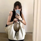 Sohiwoo Patchwork Womens Tote Bag Casual Large Capacity Fashion New Designer Shoulder Bag Travel Literary Commuter Female Handbag