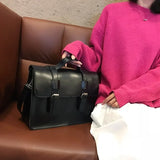 Sohiwoo Style Body Bookbag Capacity Fashion Chic Preppy Black Bags Messenger College Briefcase Women Shouler Teenager Korean Large Cross