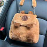 Sohiwoo Cute Cartoon Large Capacity Kawaii Capybara Plush Backpack Schoolbag Student Women Bag Crossbody Bag Shoulder Bag Handbag Purses