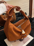 Sohiwoo Large Capacity Corduroy Women's Shoulder Bag Solid Color Casual Travel Female Messenger Bags Simple Retro Ladies Handbags