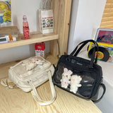 Sohiwoo Summer Solid See Through Ita Bags Female Fashion Kawaii Japanese Style JK Uniform Women's Bag Trend Shoppers