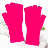 Sohiwoo New Unisex Black White Half Finger Fingerless Gloves Women and Men Wool Knit Cotton Gloves Autumn Winter Warm Work Gloves