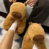 Sohiwoo Capybara Plush Slippers Women Cartoon Cute Lovely Soft  Animals Plushy Shoes Cozy Capibara Sandals Winter Indoor Warm Slippers