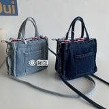 Sohiwoo Denim Bag Women Satchels Canvas Casual Soft Shoulder Bag Handbag Purse Street Style Girls Bag