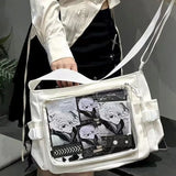 Sohiwoo Fashion Transparent Shoulder Bag for Women Nylon Casual Lolita Jk Crossbody Bag College Style Large Capacity New Handbag