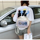 Sohiwoo Y2k Womens Backpack Cute Cat Transparent Kawaii Pu Leather New Fashion Shoulder Bag All-match Lolita Jk Sweet Female Bag