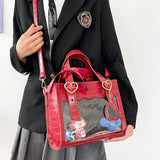 Sohiwoo Gothic Heart Mini Tote Bag Women New Japanese Transparent Lolita Handbag Female Fairy Core Red Messenger Bag Aesthetic