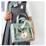 Sohiwoo Gothic Heart Mini Tote Bag Women New Japanese Transparent Lolita Handbag Female Fairy Core Red Messenger Bag Aesthetic