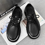 Sohiwoo Summer Metal Decor Leather Casual Shoes Men Platform Derby Shoes Vintage Male Lace Up Dress Shoes Fashion Oxfords