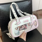 Sohiwoo Harajuku Ita Bag Transpaent Display Shoulder Bags Women Sweet Cute PU Underarm Bag Female Elegant Tote Bag Bolso Mujer