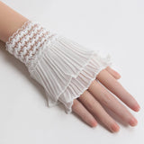 Sohiwoo 1 Pair Women Detachable Fake Sleeves Spring Wild Sweater Decorative Sleeves Lace Ruffles Elbow Sleeve Cuff Universal Fake Cuff