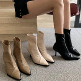 Sohiwoo Pointed Toe Slim Women Ankle Boots Fashion Elegant Dancing Party Prom Shoes High Heel Women's Short Booties