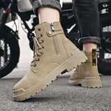 Sohiwoo Casual Mid Length Boots Men's Martin Boots Leather Boots Personalized and Versatile Comfortable to Wear with Classic Design