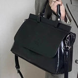 Sohiwoo Students Versatile Bag Bright Shoulder Bags Women Bolsa Bag Crossbody  PU Vintage Fashion Briefcase For Messenger Trend Tote