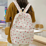 Sohiwoo  Cherry Printing Women Backpack Girl Cute Travel BookBag Preppy Style Waterproof Nylon Laptop Bag College Schoolbag Female