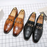 Sohiwoo Luxury Leather Shoes Classic Slip-On Men Shoes Fashion Mens Casual Derby Shoes Brown Prom Dress Gentleman Party Driving Shoes