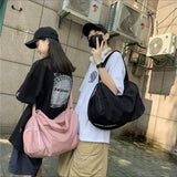 Sohiwoo Korean High-capacity Simple Solid Messenger Bags Japanese Students Grunge Tote Bag Men Women Y2k All Match Crossbody Handbags