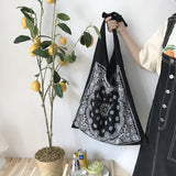 Sohiwoo Over Large Cotton Paisley Printing Slouch Bag 2024 Women Youth Teenager Casual Ecology Fabric Big Capacity Shipping Shopper Bag