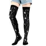 Sohiwoo Black Gothic Punk Stockings Knee High Non-Slip Over Knee Girls Warm Long Tube Socks Cosplay Anime Student Halloween Accessory