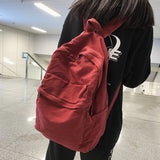 Sohiwoo College Student Fashion Canvas Women Backpack Female Travel Kawaii Rucksack Ladies Backpack Solid Color School Bag Mochilas