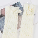 Sohiwoo Autumn Winter White Lolita Style Long Fingerless Gloves Women Arm Warmer Knitted Arm Sleeve Casual Soft Girl Punk Gothic Mittens