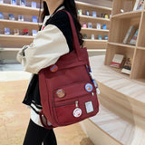 Sohiwoo Lovely Multifunctional Backpack Teenage Girl Portable Travel Bag Female Small Schoolbag Badge Women Backpacks Shoulder BookBags