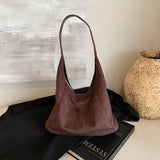 Sohiwoo Large Capacity Simple Solid Color Casual Suede Shoulder Bags 2024 High Quality Commute Autumn and Winter Women's Crossbody Bags