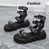 Sohiwoo Summer Women High Heel Sandals Platform Gladiator Shoes Fashion Belt Buckle Street Punk Gothic girls Comfortable Casual Trendyol