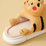 Sohiwoo Winter Women's Cotton Slippers Soft Sole Thickened Warm Plush Shoes 2024 New Little Tiger Cartoon Cute Home Indoor Casual Shoes