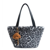 Sohiwoo Leopard Print Large Capacity Zipper Shoulder Bag 2025 High Quality Trendy Fashionable Tote Bag Soft Simple Commuting Handbag