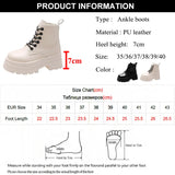 Sohiwoo Punk Boots Women Chunky Platform Ankle Boots Autumn Winter Waterproof Warm Motorcycle Botas Woman Thick Bottom Short Plush Shoes