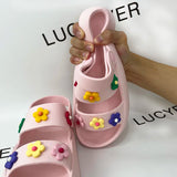 Sohiwoo Flowers Summer Platform Sandals Women Open Toe Soft Sole Cloud Slippers Woman Non Slip Thick Sole Beach Sandals