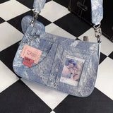 Sohiwoo Y2K Trend Denim Shoulder Bag Women Tie Dye Idol Card Ita Bags Subculture Harajuku Crossbody Bag Female Bolsos Mujer