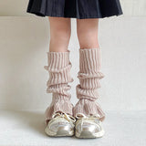 Sohiwoo New Kids Solid Color Leg Warmers Knitted Foot Cover Korean Children Girls Lolita Style Autumn Winter Flare Sleeve Elastic Socks