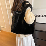 Sohiwoo Women Shoulder Bag Winter The Furry Brand Designer Women Handbag Tote Fur Crossbody Messenger Faux For Fluffy Wool Bag Bag Plush