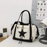 Sohiwoo Personality Women Crossbody Bag Y2K Style Large Capacity Couple Shoulder Bag New Casual Nylon Tote Bag Luxury Drawstring Handbag