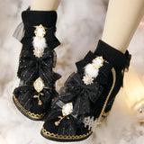 Sohiwoo Sweet Lolita Shoes Vintage Ankle Boots Cute Kawaii Loli Cosplay Tea Party Wedding Women Shoes High Heel 8Cm