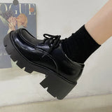 Sohiwoo Uniform Shoes Small Leather Shoes Female British Girl Japanese Wild Black Retro Mary Jane Shoes Lolita Platform Shoes Low Hee