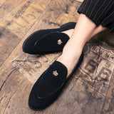 Sohiwoo Concise Men Casual Business Suede Leather Shoes Fashion Loafers Male Dress Shoes Slip-on Moccasin Shoe Driving Shoes  Peas Shoes