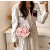 Sohiwoo Sweet Bow Lolita Bag Women Harajuku Pearl Chic Handle Leather White Messenger Bag Ladies Japanese Cute Handbag Aesthetic