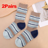 Sohiwoo Winter Socks Women Long Warm Stripe Mink Fluffy Bed Floor Sock Soft Elastic Velve Plush Sock Blockcolor Mid Tube Sock Casual Sox