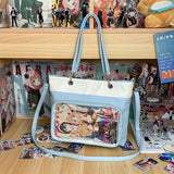 Sohiwoo Designer Women Ita Bags Subculture Harajuku Solid PU Large Capacity Commute Bolso Mujer Y2K Students Crossbody Tote Bag