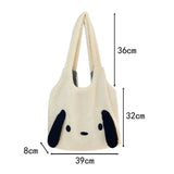 Sohiwoo Shoulder Bags Plush Fluffy Women's Funny Puppy Ears Shopping Bags Female Cute Tote Bags Large Capacity Messenger Bag