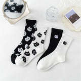 Sohiwoo New Women's Cute Cat Black White Socks Lovely Kitten Casual Christmas Gift Sokken Dropship