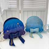 Sohiwoo Japanese Cute Lolita Messenger Bags Dreamy Creative Jellyfish Shoulder Bag For Women Pearl Bow Rivet Contrast Color Purse