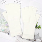 Sohiwoo New Unisex Black White Half Finger Fingerless Gloves Women and Men Wool Knit Cotton Gloves Autumn Winter Warm Work Gloves