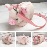 Sohiwoo Cute Pig Shoulder Bag Plush Stuffed Animal Crossbody Bags Women Fashion Winter Soft Purse Cartoon Handbags Phone Money Storage