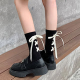 Sohiwoo Women's Summer Spring Cotton Socks Japanese Lolita Jk Heel Strap Bow Stockings Sweet Style Small Leather Shoes Princess Socks