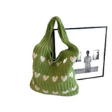 Sohiwoo 1PC New Knitted Bag Women's Summer Handmade Woolen Knitted Underarm Knitted Bag Love Shoulder Bag